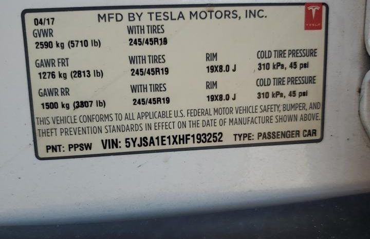 
TESLA MODEL S 75, 2017 full									
