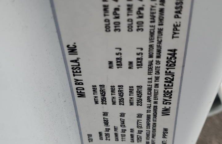 
TESLA MODEL 3 LR RWD, 2018 full									