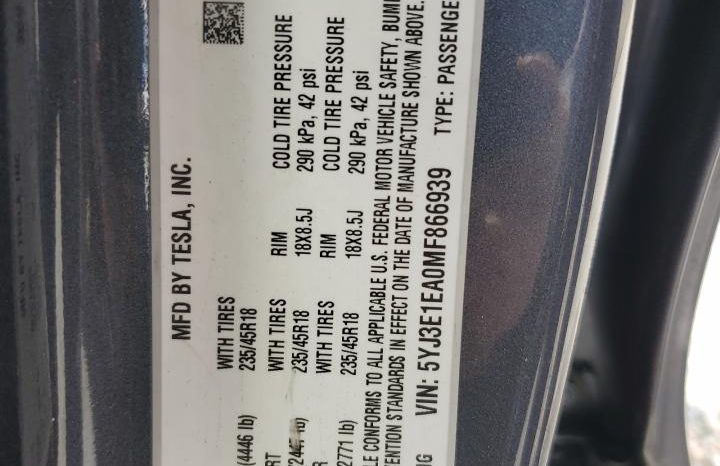 
TESLA MODEL 3 SR+ RWD, 2021 (2020) full									