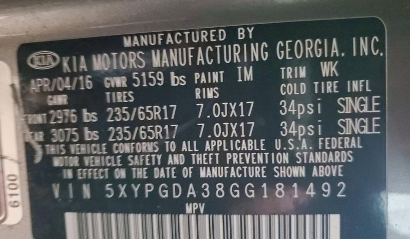 
KIA SORENTO LX, 2016 full									