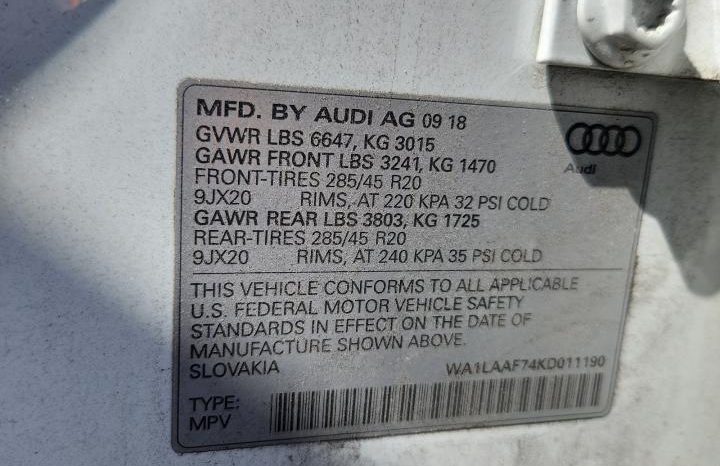 
AUDI Q7 PREMIUM PLUS, 2019 (2018) full									