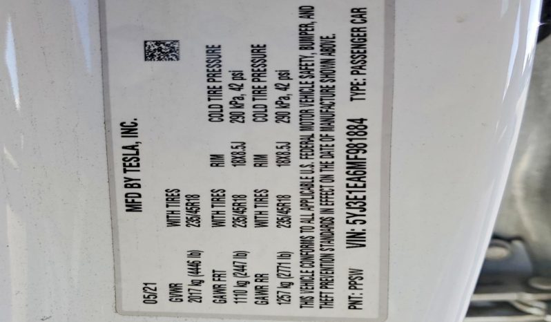 
TESLA MODEL 3 SR+ RWD, 2021 full									