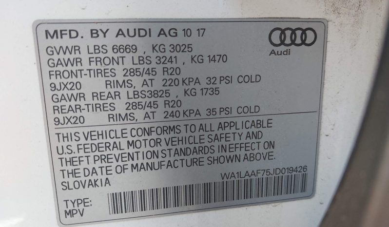 
AUDI Q7 3.0T PREMIUM, 2018 (2017) full									