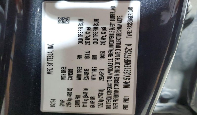 
TESLA MODEL 3 RWD, 2024 full									