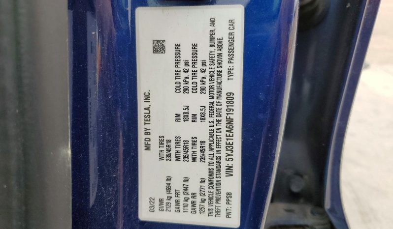 
TESLA MODEL 3 RWD, 2022 full									