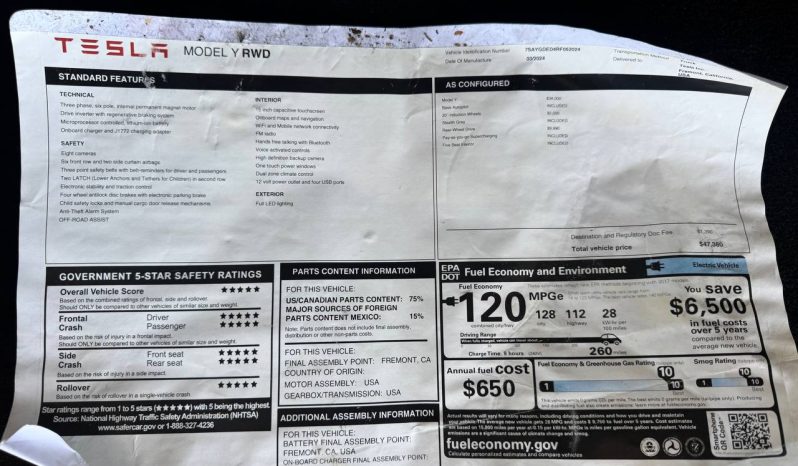 
TESLA MODEL Y RWD, 2024 full									