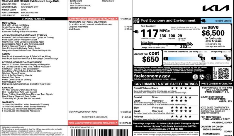 
KIA EV6 LIGHT, 2024 full									