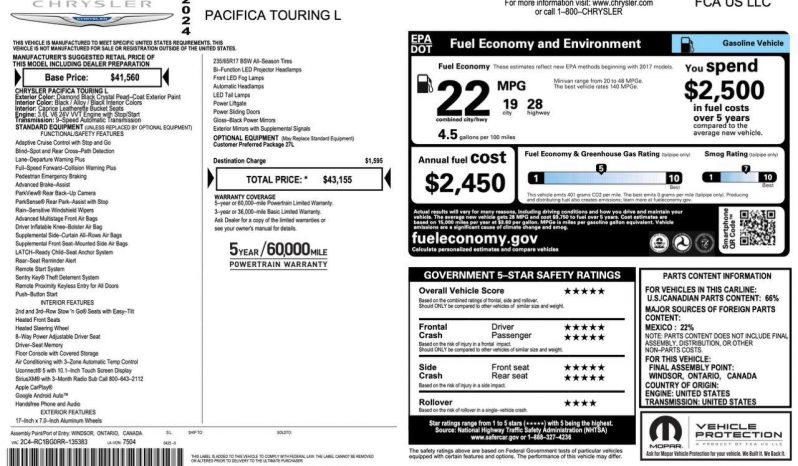 
CHRYSLER PACIFICA TOURING L, 2024 full									