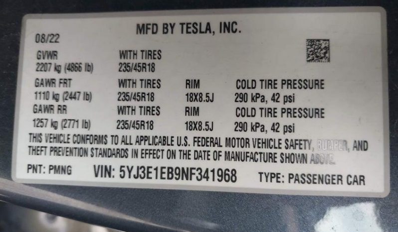 
TESLA MODEL 3 LR DM, 2022 full									