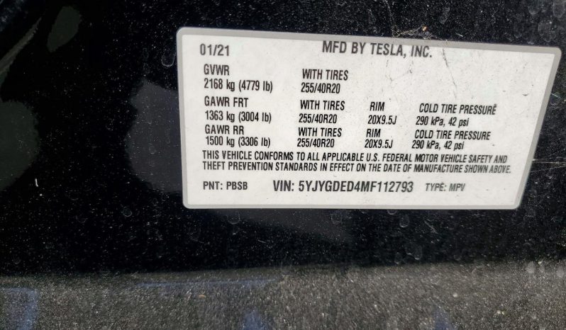 
TESLA MODEL Y SR RWD, 2021 full									
