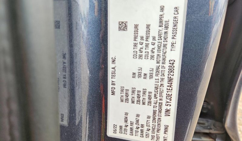 
TESLA MODEL 3 RWD, 2022 full									