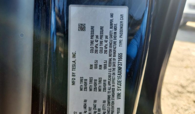 
TESLA MODEL 3 RWD, 2022 full									