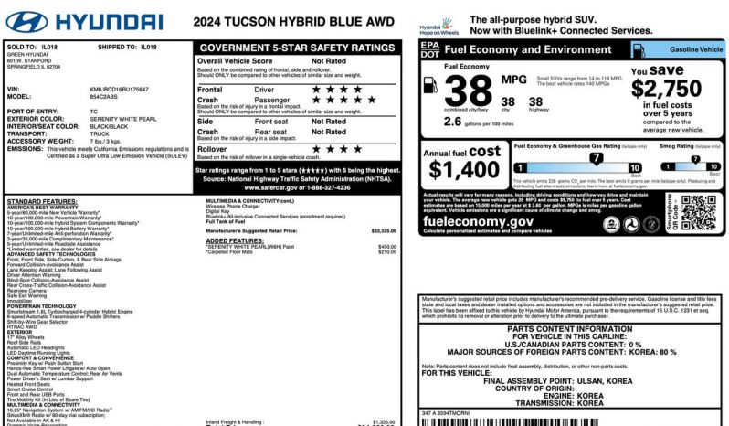 
HYUNDAI TUCSON HYBRID SEL CONVENIENCE, 2024 (2023) full									